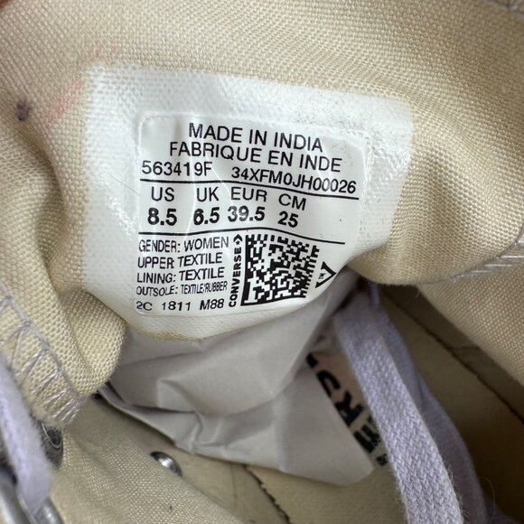 Converse All Star Womens High Top Sneakers Sz 8.5 Light Purple‎ Metallic Canvas - Picture 8 of 11